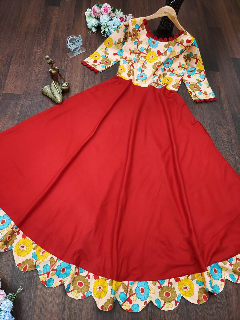 Richly Printed Kalamkari Cotton Dress