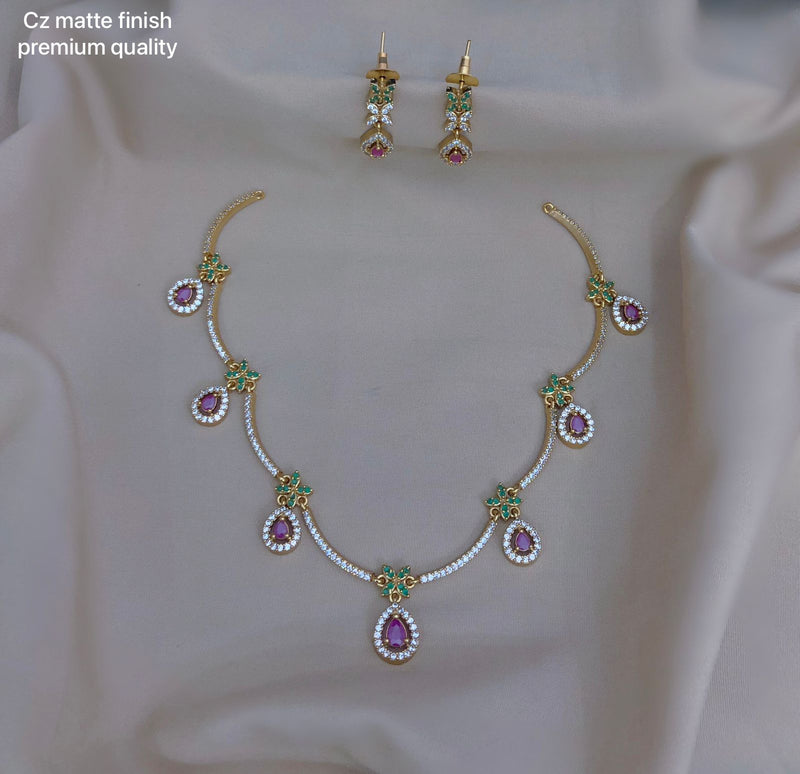 Cubic Zirconia Curve Necklace & Earring Set