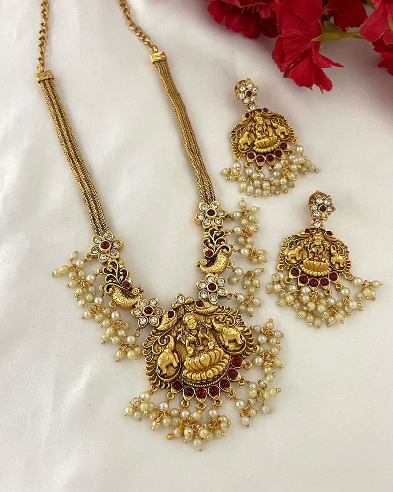 Temple Design Necklace & Earrings Set (Elephant)